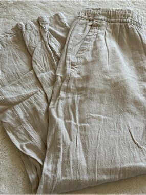 old navy beige linen pants